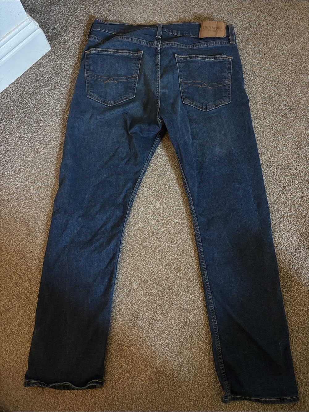 Signature Men's Straight Jeans in Dark Blue Denim 33x30